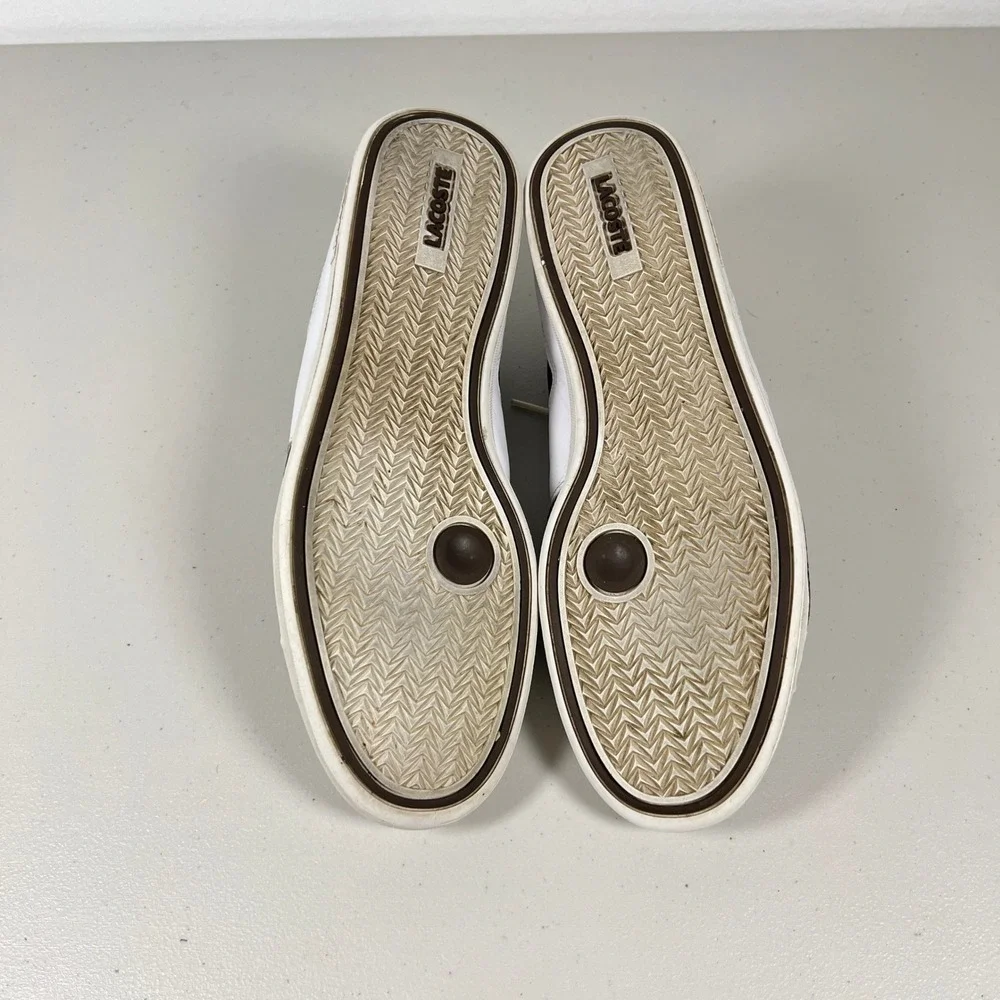 Lacoste White Brown Leather Sneakers Mens Size‎ 10.5
